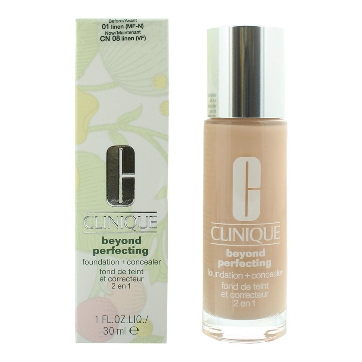 Clinique, Beyond Perfecting, Vollständige Abdeckung, Flüssige Grundierung & Concealer 2-in-1, 01, Leinen, 30 ml - Beautyleader