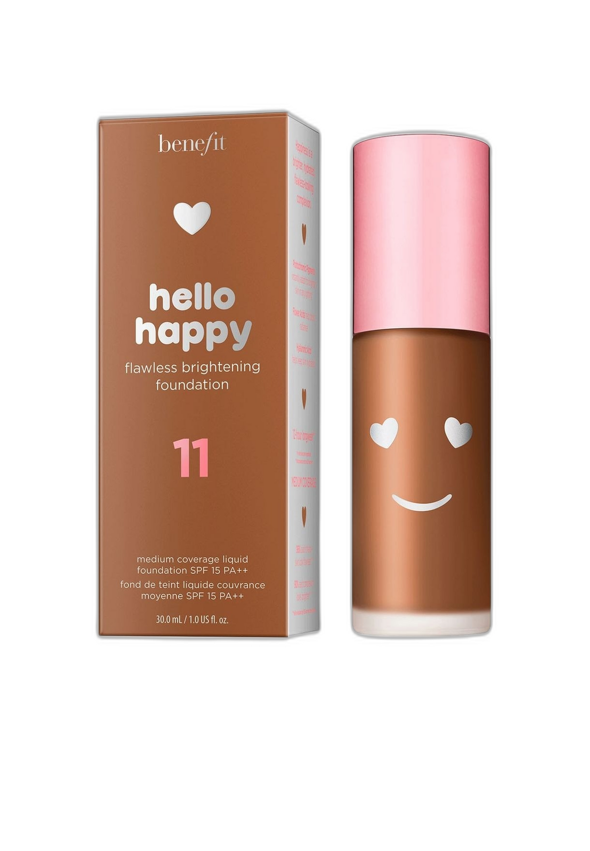 Benefit, Hello Happy, Aufhellung, Flüssige Grundierung, 11, Dunkel Neutral, SPF 15, 30 ml