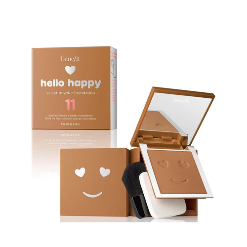Benefit, Hello Happy Velvet, Mattes Finish, Kompakt-Foundation, 11, Dunkel Neutral, 7 g - Beautyleader