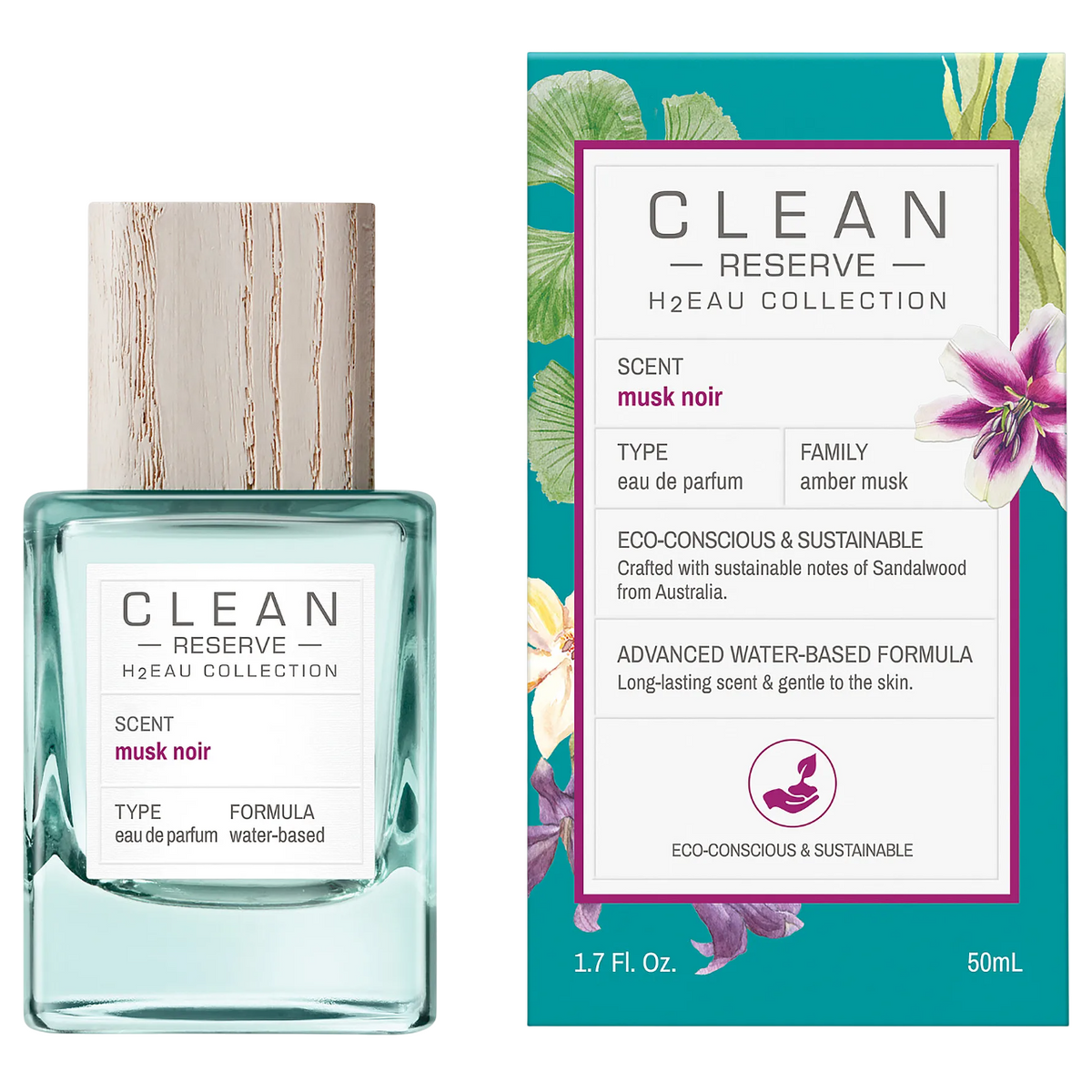 Clean, H2Eau Musk Noir, Eau de Parfum, Unisex, 50 ml