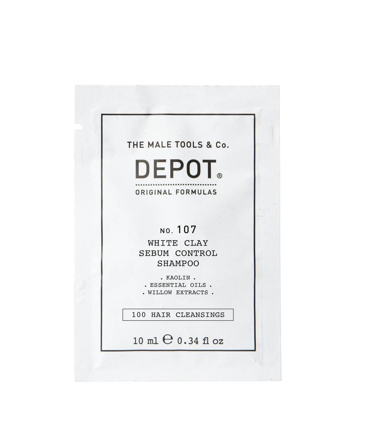 Depot, 100 Hair Cleansing No. 107, Kaolin, Haarshampoo, Zur Regulierung von übermäßigem Talg, 10 ml
