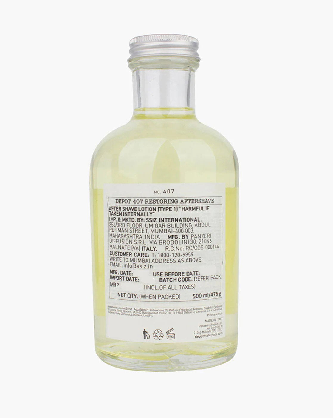 Depot, 400 Shave Specifics No. 407, Provitamin B5, Wiederherstellen & Erfrischen, After-Shave-Lotion, 500 ml