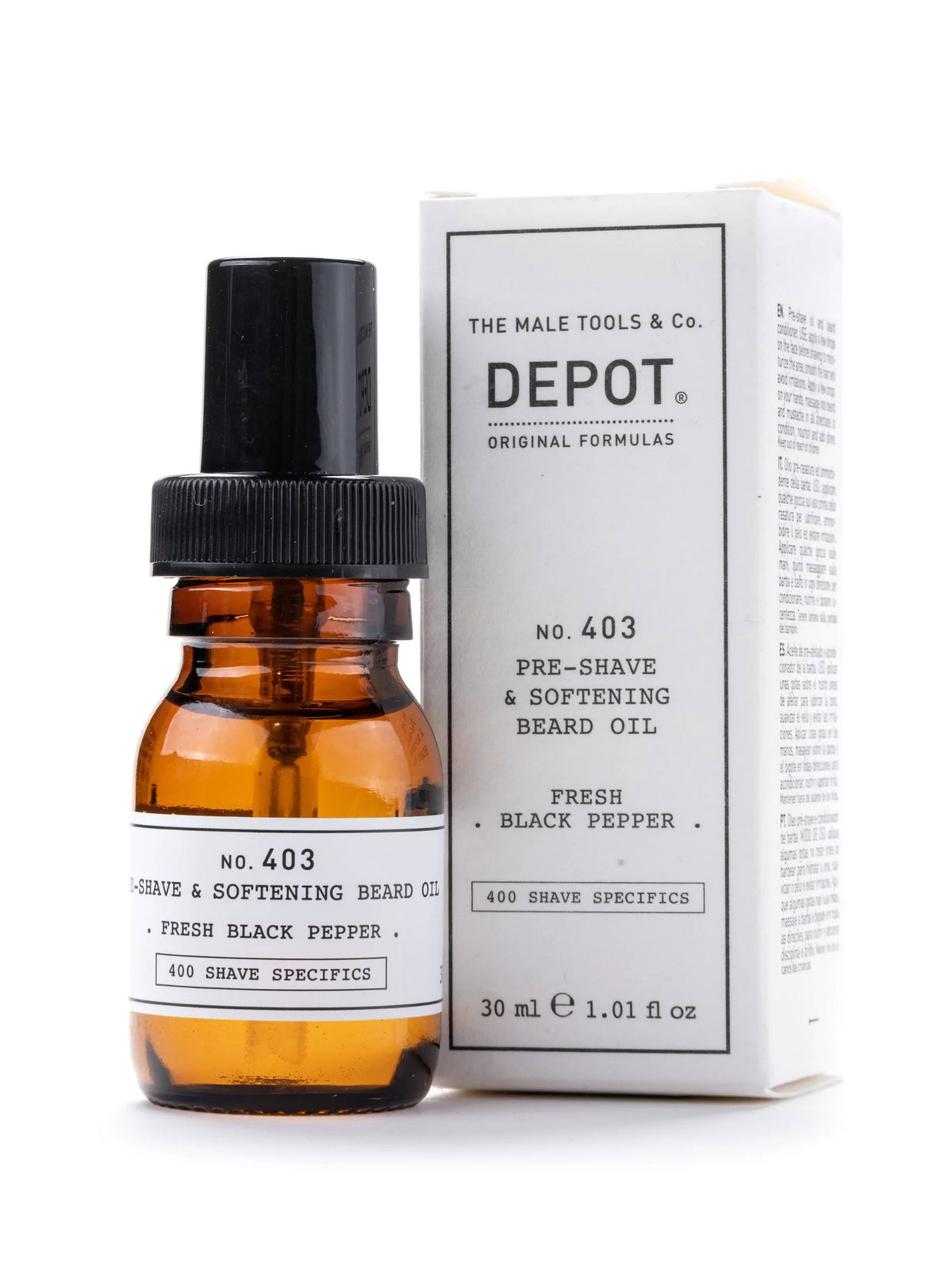 Depot, 400 Shave Specifics No. 403, Frischer schwarzer Pfeffer, Weichmachen, Vor-Rasieröl, 30 ml