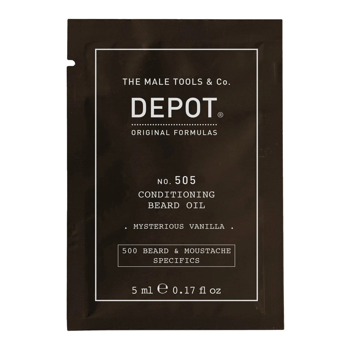 Depot, 500 Beard & Mustache Specifics No. 505, Bartöl, Geheimnisvolle Vanille, Vitamin E, Für Glanz und Weichheit, 5 ml