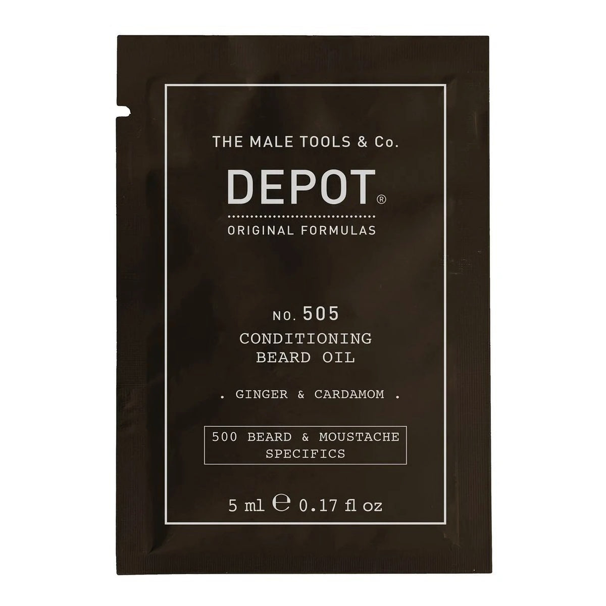 Depot, 500 Beard & Mustache Specifics No. 505, Bartöl, Ingwer & Kardamom, Für Glanz und Weichheit, 5 ml