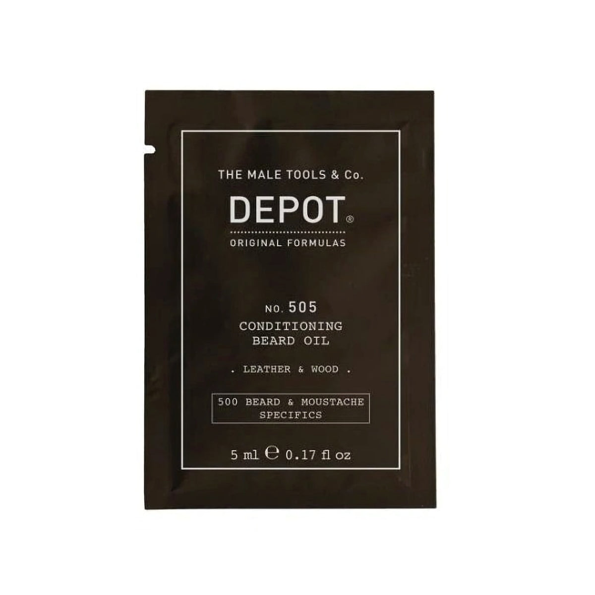 Depot, 500 Beard & Mustache Specifics No. 505, Bartöl, Leder & Holz, Vitamin E, Für Glanz und Weichheit, 5 ml