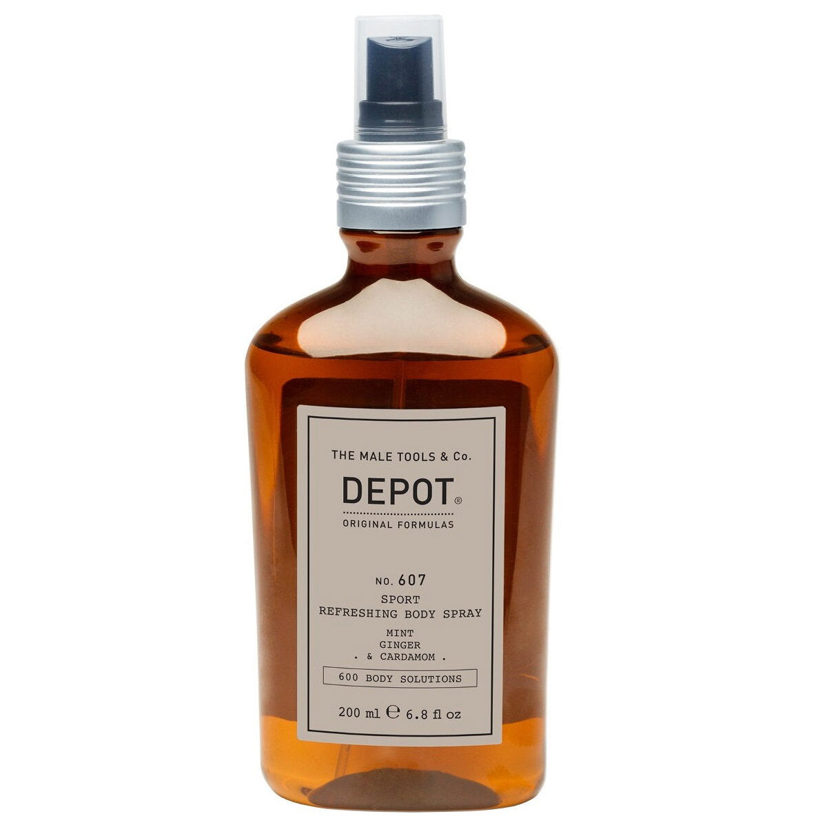 Depot, 600 Body Solutions No. 607, Botanischer Komplex, Erfrischend, Körperspray, Für Gesicht & Körper, Minze, Ingwer & Kardamom, 200 ml - Beautyleader