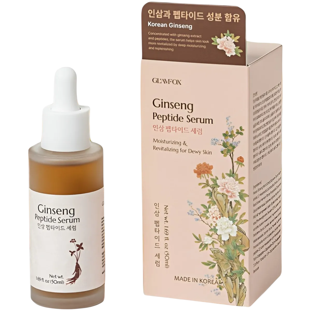 Glamfox, Ginseng, Peptid, Anti-Aging, Täglich, Serum, Für das Gesicht, 50 ml - Beautyleader