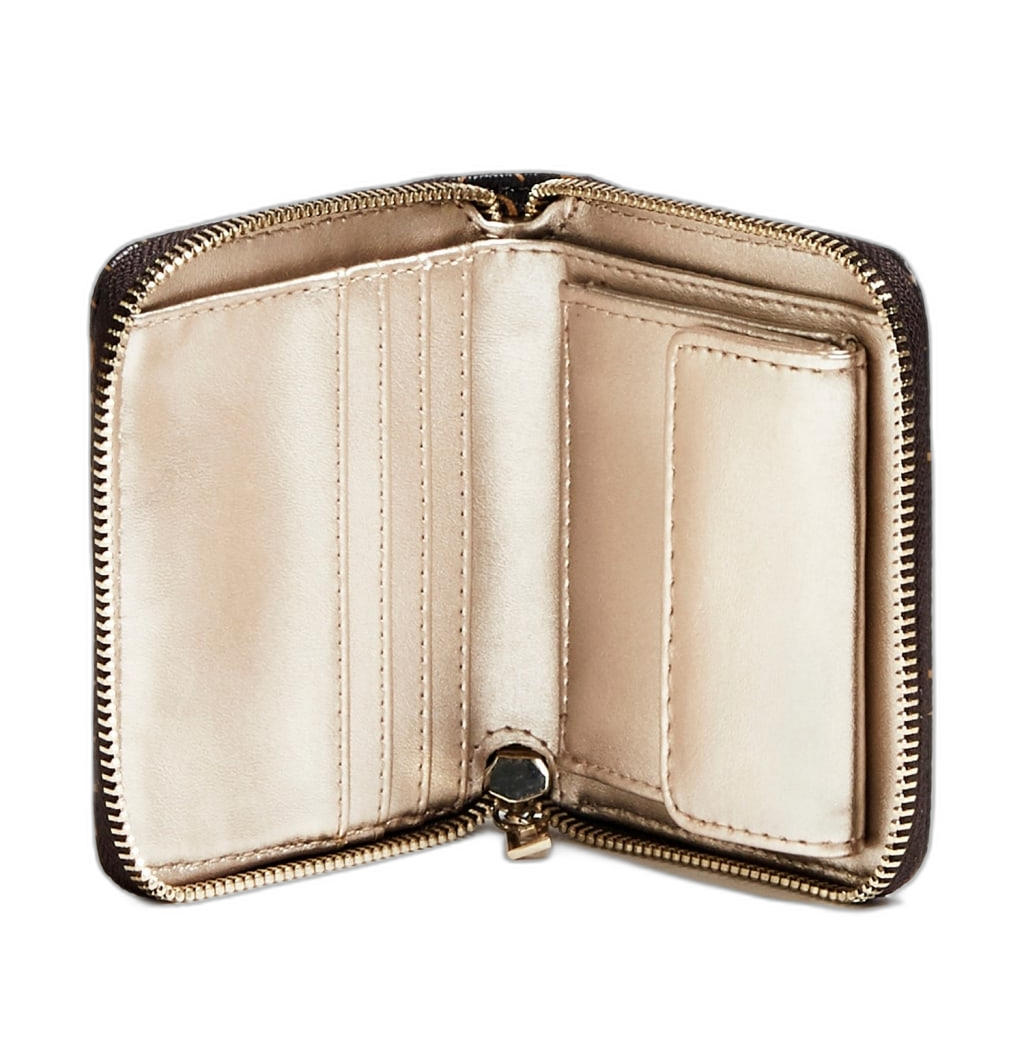 Guess, Kamryn, Textilbrieftasche, SLG Kleiner Reißverschluss, Braun, Für Frauen