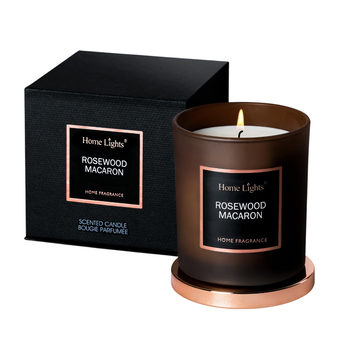 Home Lights, Rosewood & Macaron, Duftkerze, 215 g - Beautyleader