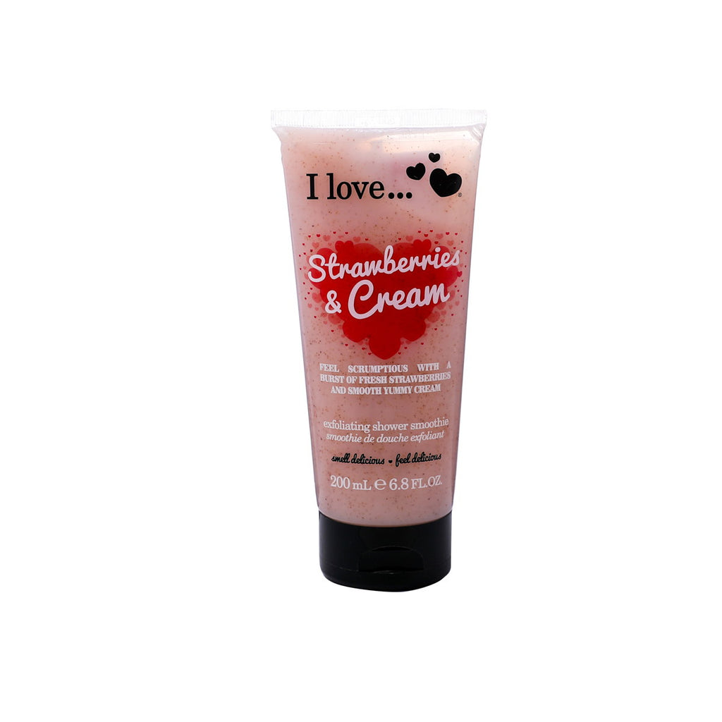 I Love, Strawberries & Cream, Peeling, Duschgel, 200 ml