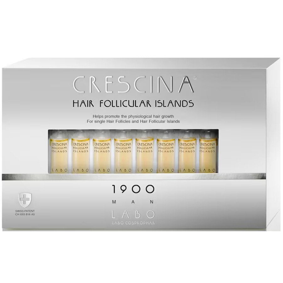 Setzen, Labo Cosprophar Suisse,  Crescina Follicular Islands 1900, Zur Wachstumsstimulation, Ampullen Behandlungsserum, Für die Kopfhaut, Für Männer, 20 stk