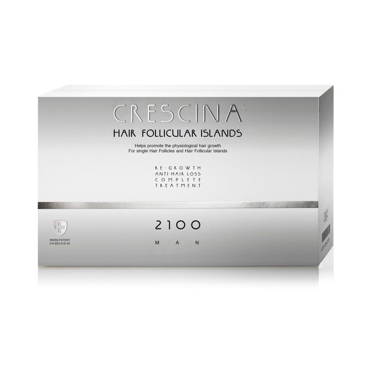 Labo Cosprophar Suisse, Crescina Follicular Islands 2100, Zur Wachstumsstimulation, Ampullen Behandlungsserum, Für die Kopfhaut, Für Männer, 20 stk
