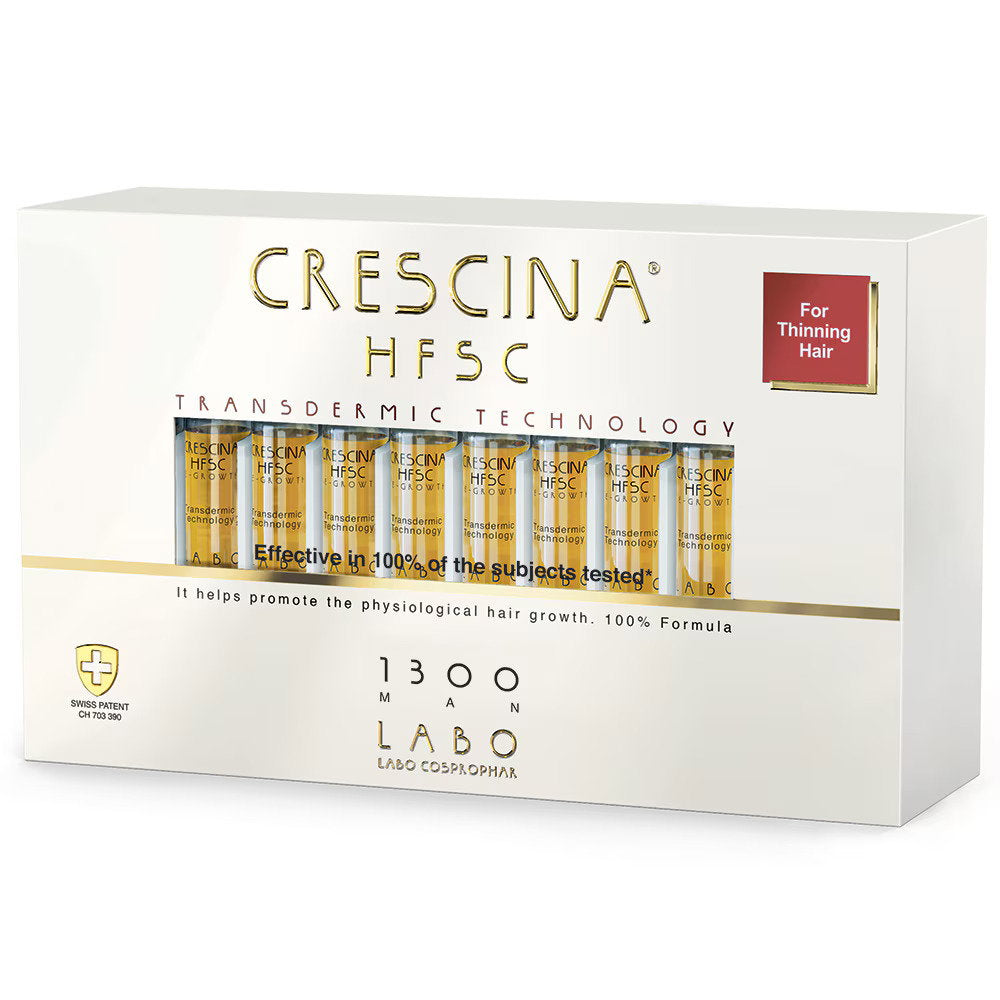 Labo Cosprophar Suisse, Crescina, Transdermic HFSC 1300, Zur Wachstumsstimulation, Ampullen Behandlungsserum, Für die Kopfhaut, Für Männer, 20 stk, 3.5 ml