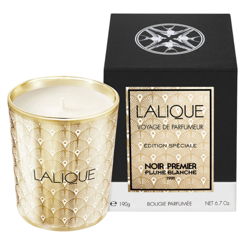 Lalique, Noir Premier - Plume Blanche 1901, Blumig-holziger Moschus, Duftkerze, 190 g - Beautyleader