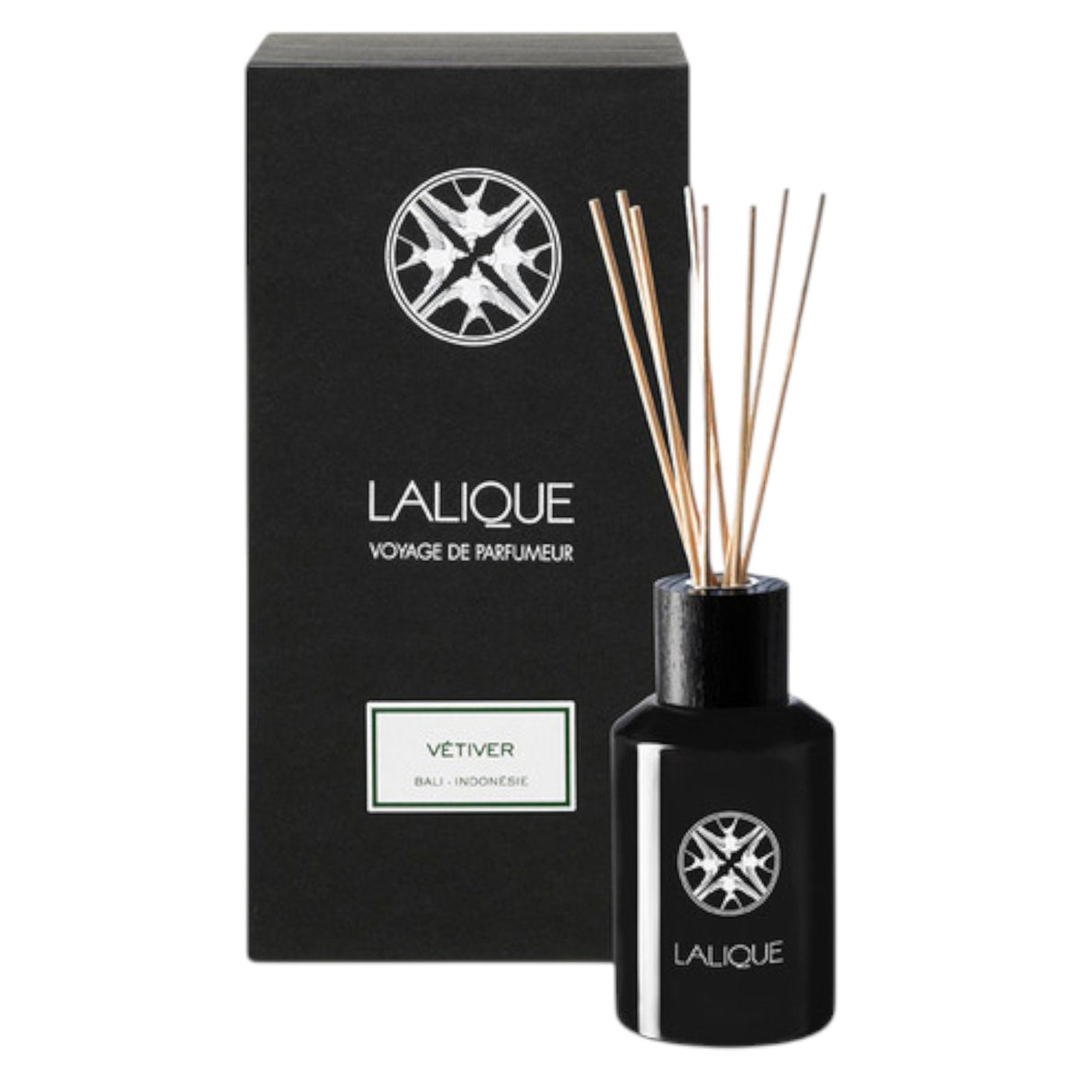 Lalique, Vetiver Bali Indonesie, Schilfdiffusor, Vetiver Bali, Aroma-Rattanstäbchen-Diffusor, Schwarz, 250 ml - Beautyleader