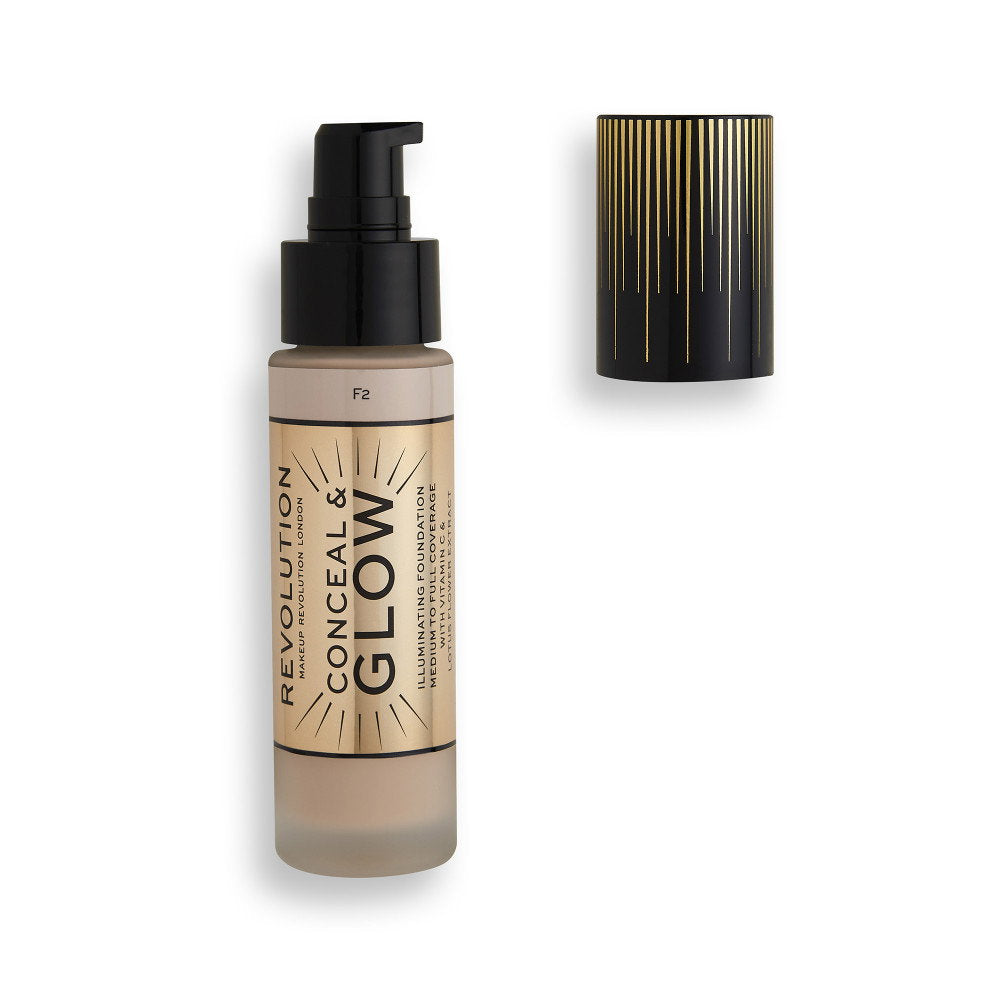 Makeup Revolution, Conceal & Glow, Erleuchtend, Cremige Foundation, F2, 23 ml