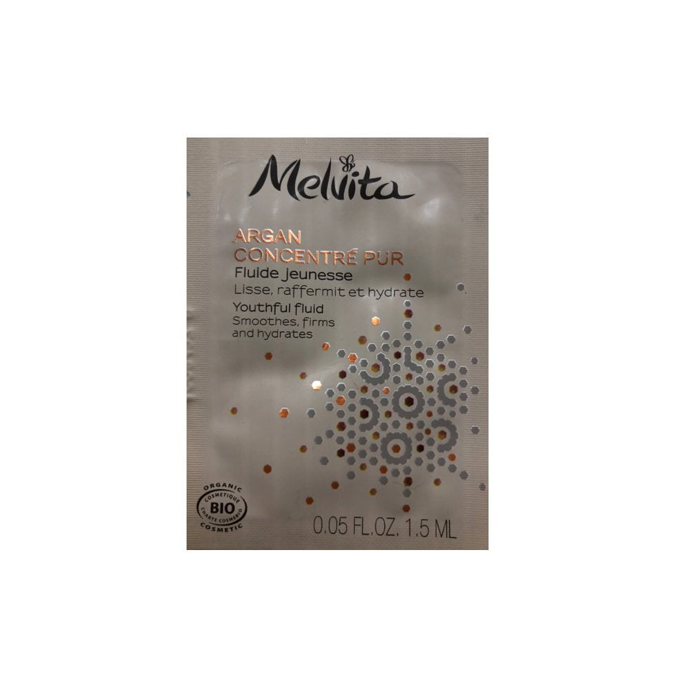 Melvita, Argan Concentre Pur, Arganöl und Arganfruchtfleischextrakt, Glättet/Festigt & Hydratisiert, Tag, Flüssigkeit, Für das Gesicht, 1.5 ml *Muster