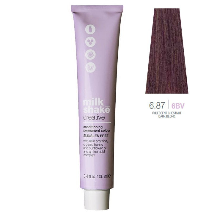 Milk Shake, Creative, Ohne SLS/SLES, Permanente Haarfarbe, 6.876BV Iridescent Chestnut Dark Blond, 100 ml