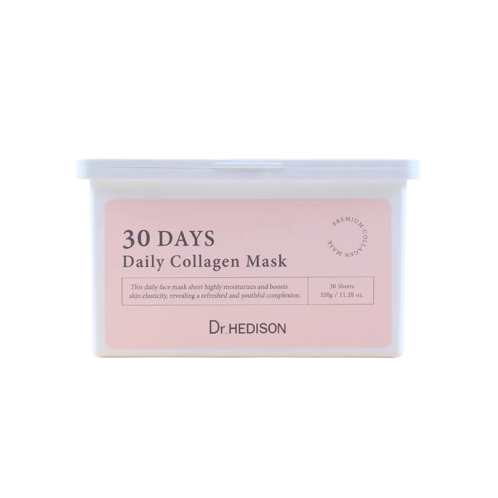 Setzen, Dr. Hedison, 30 Days Daily Collagen, Vegan, Intensive Hydratation, Gesichtsmaske, Gesicht, Täglich, 30 stk, 320 g