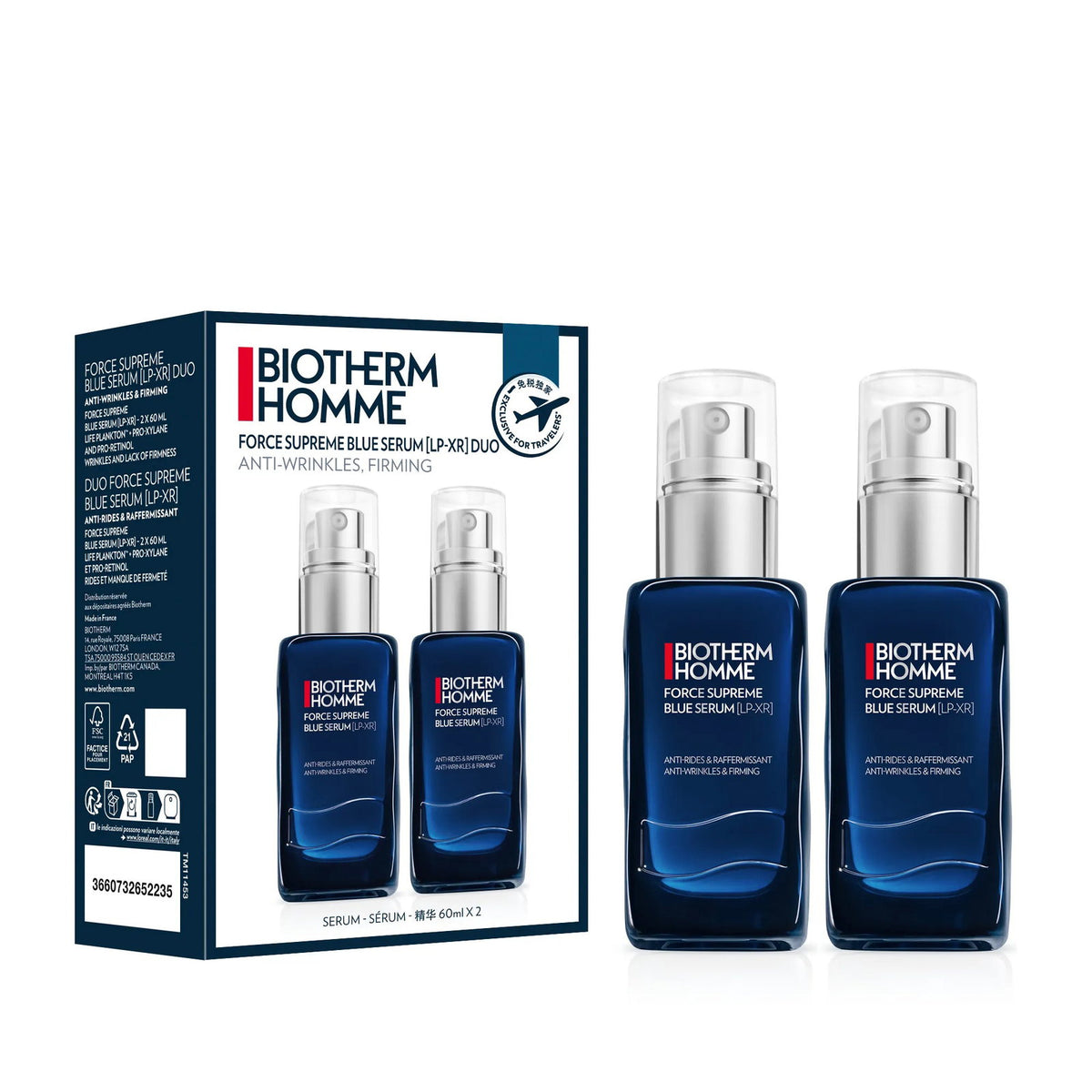 Duo Set, Biotherm, Force Superme Blue, Anti-Aging, Täglich, Serum, Für das Gesicht, 2 stk, 60 ml - Beautyleader
