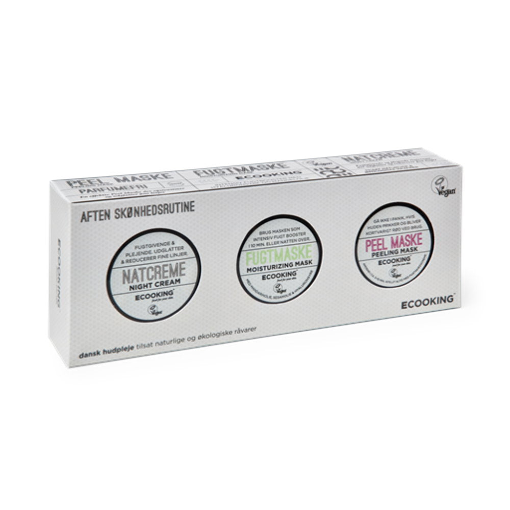 Night-Time Beauty Treat Set Ecooking: Ecooking, Nourishing, Night, Cream Mask, For Face, 15 ml + Ecooking, Moisturizing, Cream Mask, For Face, 15 ml + Ecooking, Peeling, Cream Mask, For Face, 15 ml