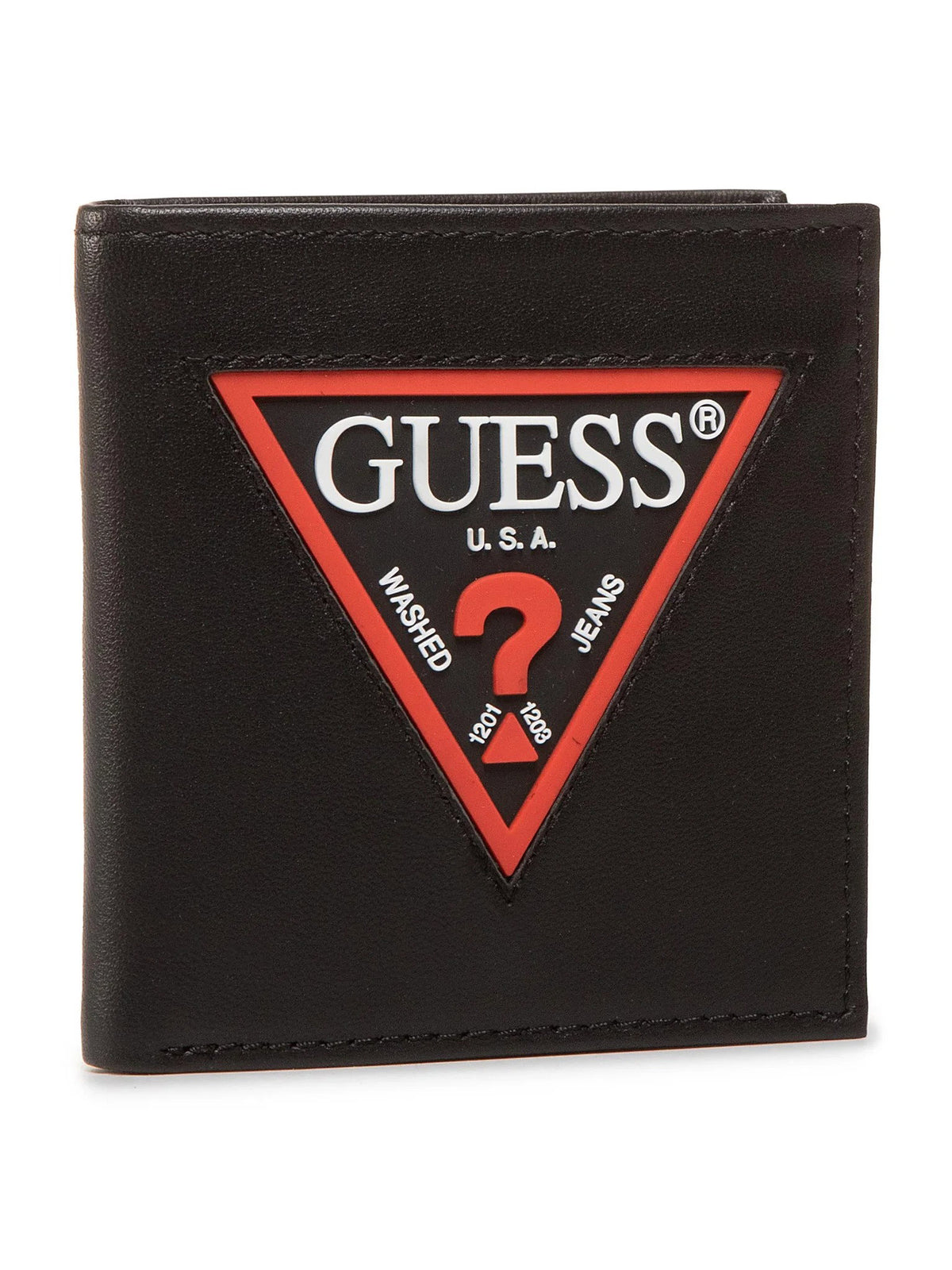 Set Guess: Guess, Leather Keyring, Black + Daelon, Leather Wallet, Small Billfold, Red/Black, For Men