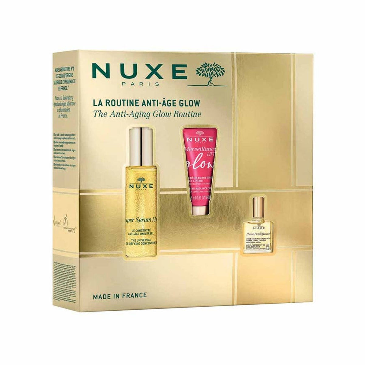 Anti-Aging Glow Routine Set Nuxe: Super Serum [10], Vegan, Anti-Ageing, Day & Night, Serum, For Face & Neck, 30 ml + Merveillance Lift, Glow Firming, Cream, For Face, 15 ml + Huile Prodigieuse Rich Multi-Purpose, Body Oil, For Face, Body & Hair, 10 ml ... - Beautyleader
