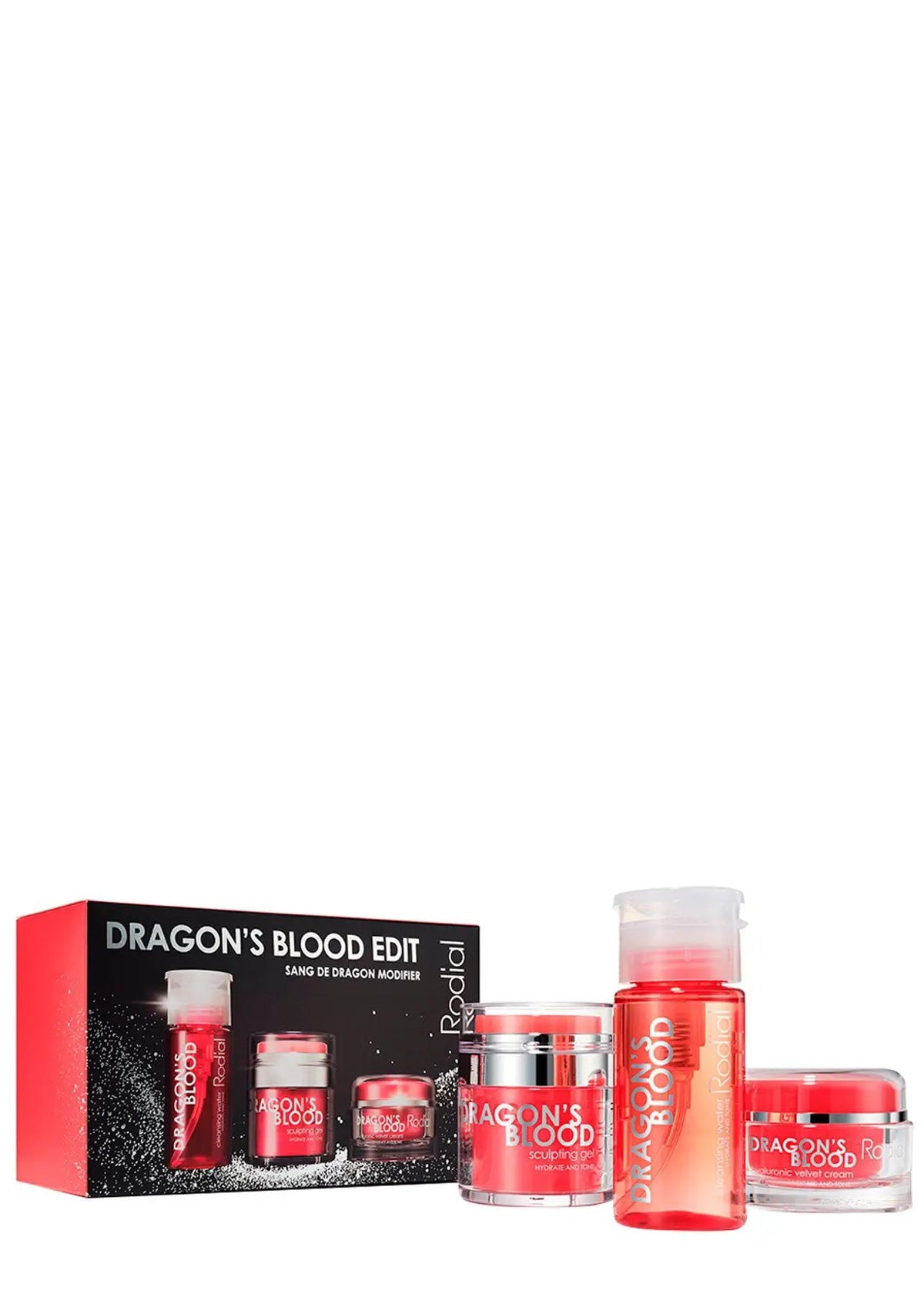 Set Rodial: Dragon's Blood, Intense Hydration, Cream, For Face, 50 ml + Dragon's Blood, Sculpting, Gel, For Face, 50 ml + Dragon's Blood, Purifying, Micellar Water, For All Skin Types, 100 ml by Rodial