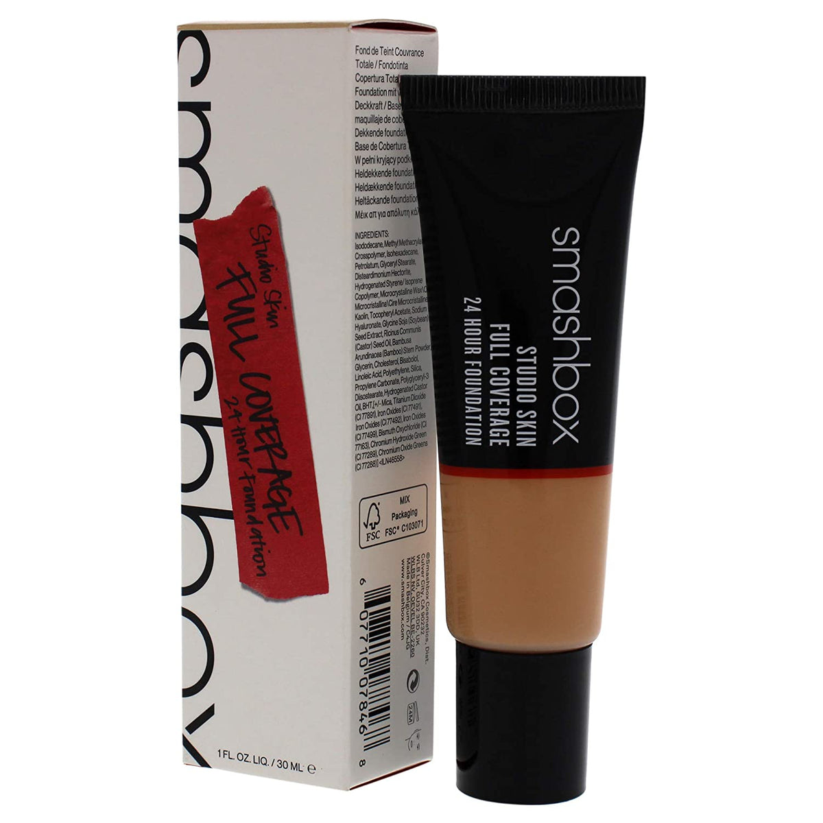 Smashbox, Studio Skin, Hohe Deckung, Flüssige Grundierung, 2,3, Hell Mittelwarm, 30 ml