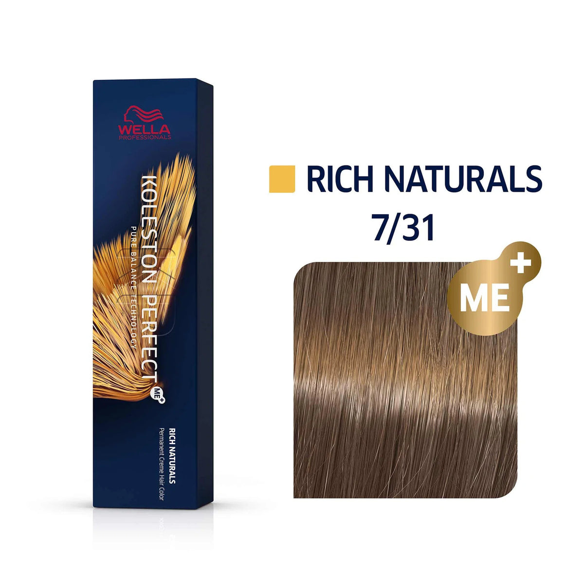 Wella Professionals, Koleston Perfect Me+, Permanente Haarfarbe, 7/31 Medium Blonde Gold Ash, 60 ml