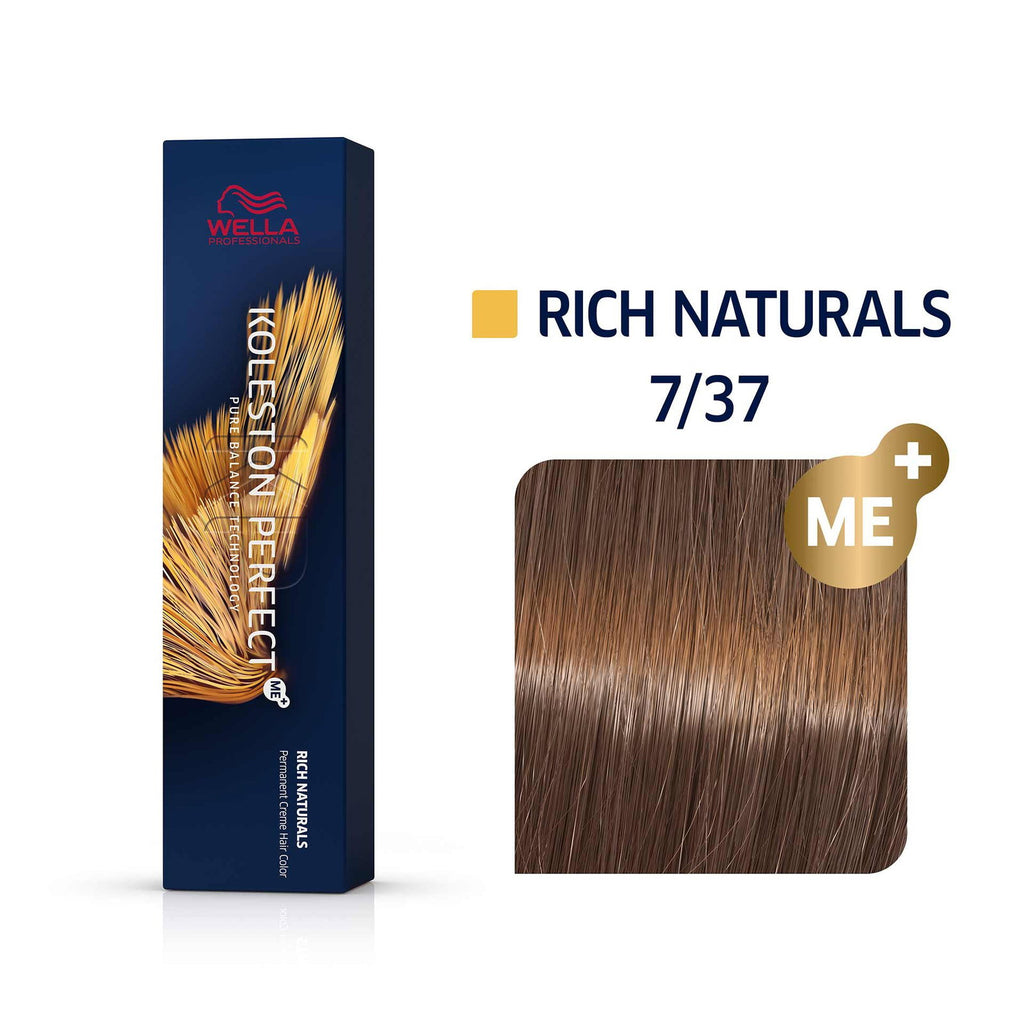 Wella Professionals, Koleston Perfect Me+, Permanente Haarfarbe, 7/37 Medium Blonde Golden Brown, 60 ml