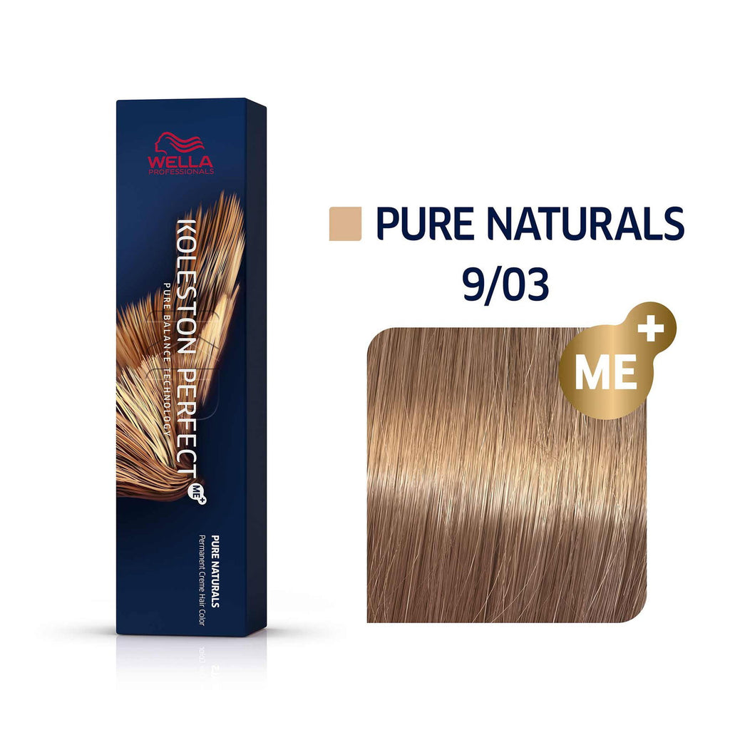Wella Professionals, Koleston Perfect Me+, Permanente Haarfarbe, 9/03 Very Light Blonde Natural Gold, 60 ml