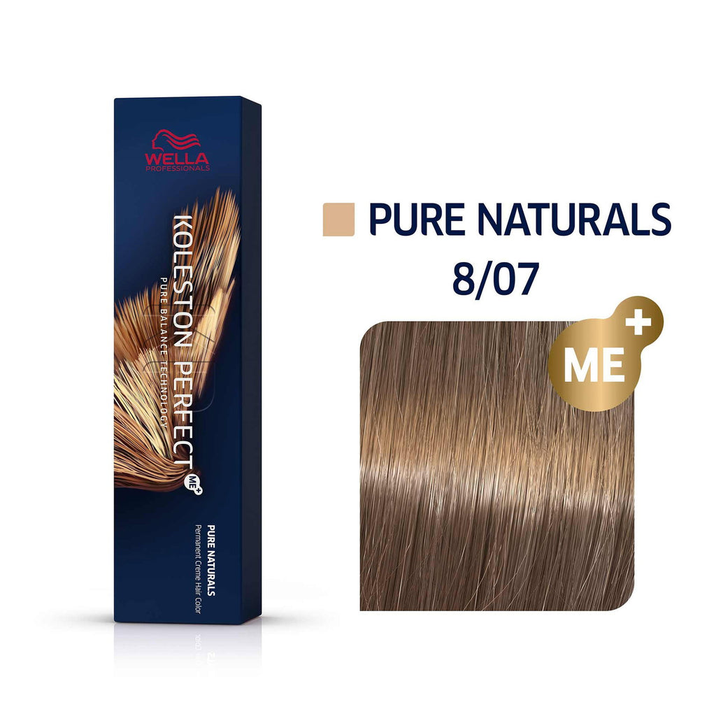 Wella Professionals, Koleston Perfect Me+, Permanente Haarfarbe, 8/07 Light Blonde Natural Chestnut, 60 ml
