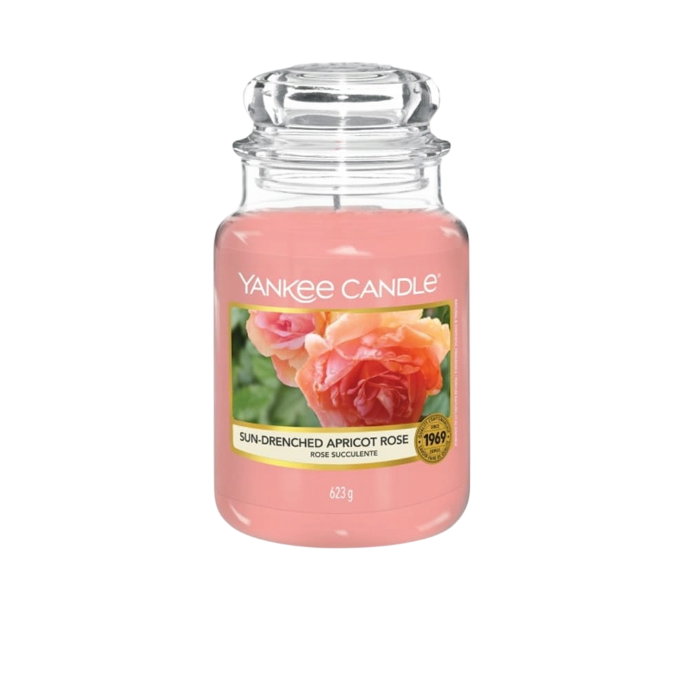 Yankee Candle, Sun-Drenched Apricot Rose, Sonnenverwöhnte Aprikose, Nektarinenblüte, Duftkerze, 623 g